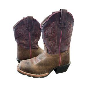 Girls’ Leather Cowboy Boots – Size 10.5D by Indian Post Boot Co.